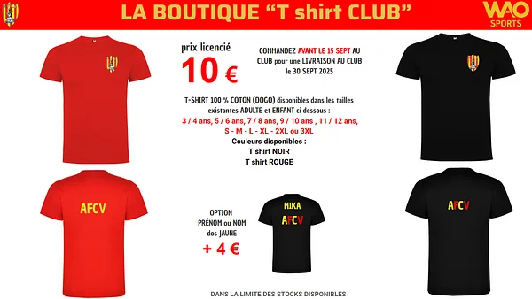 Commander votre tshirt de l'AFCV 
